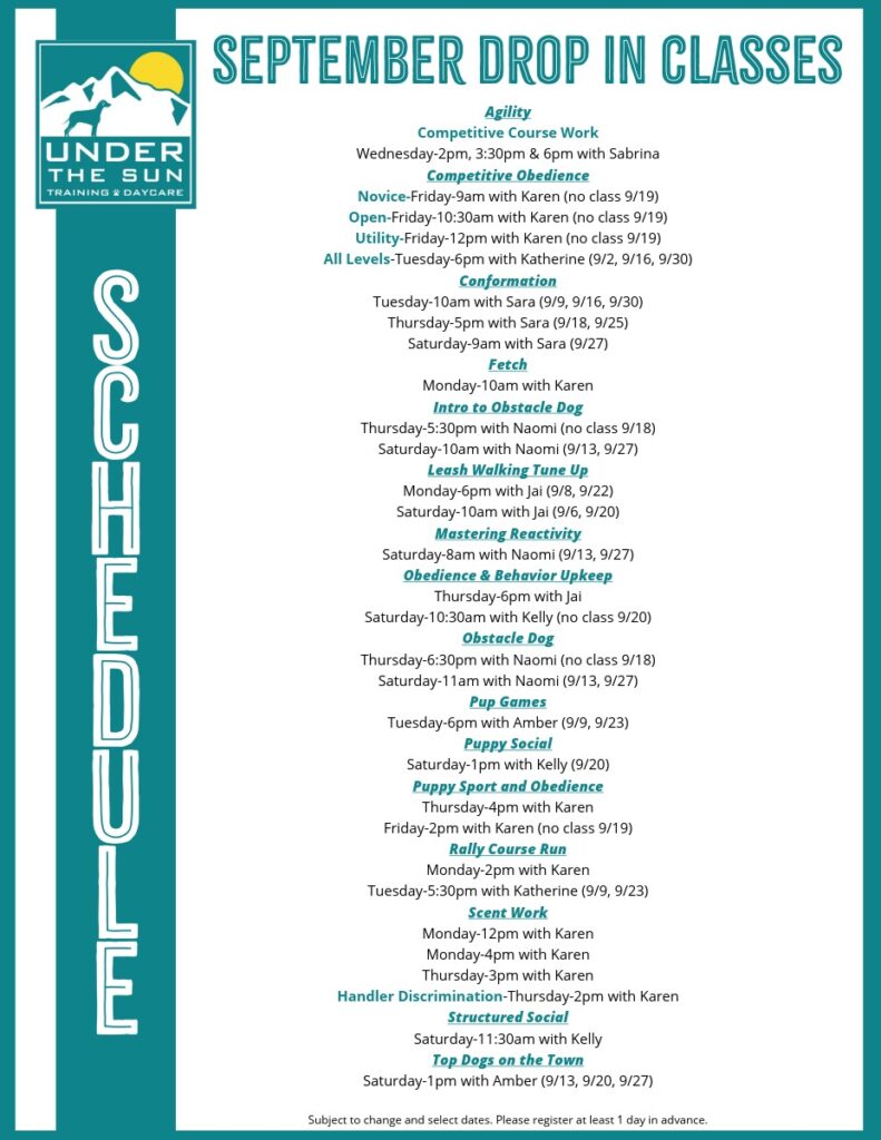 drop in classes september 2