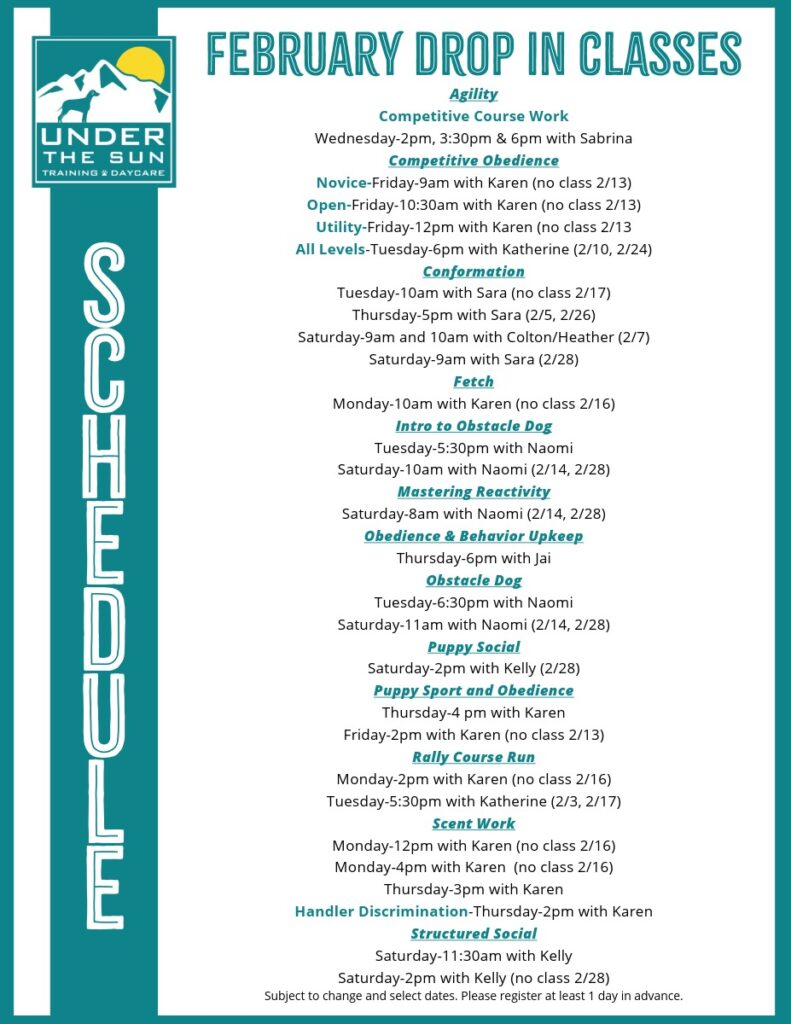 drop in classes february 1