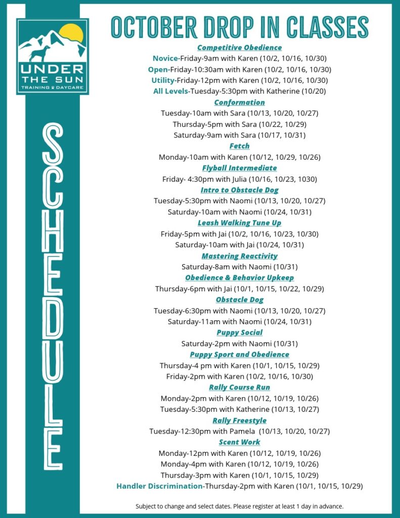 October 2026 Drop In Schedule updated